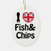 I Heart [Love] Fish & Chips Keramisch Ornament (Achterkant)