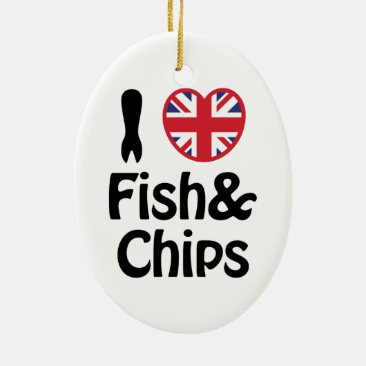 I Heart [Love] Fish & Chips Keramisch Ornament (Achterkant)