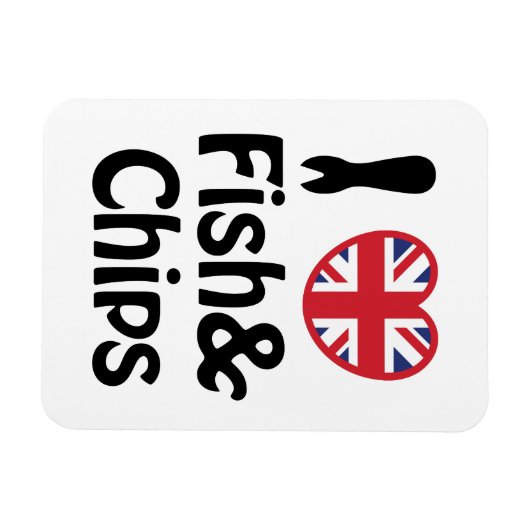 I Heart [Love] Fish & Chips Magneet (Horizontaal)