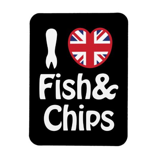 I Heart [Love] Fish & Chips Magneet (Verticaal)