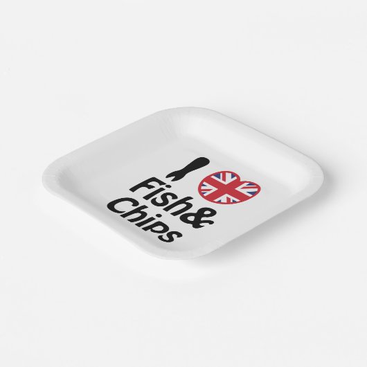 I Heart [Love] Fish & Chips Papieren Bordje (Gebogen)
