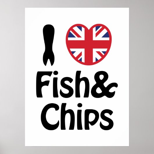 I Heart [Love] Fish & Chips Poster (Voorkant)
