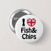 I Heart [Love] Fish & Chips Ronde Button 5,7 Cm (Voorkant /achterkant)