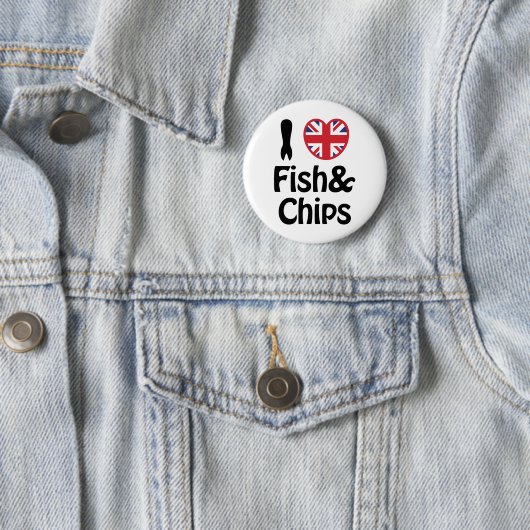 I Heart [Love] Fish & Chips Ronde Button 5,7 Cm (In situ)