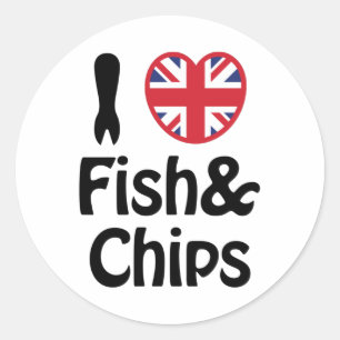 I Heart [Love] Fish & Chips Ronde Sticker
