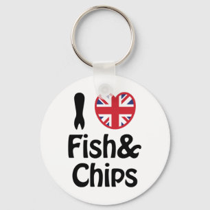 I Heart [Love] Fish & Chips Sleutelhanger