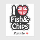 I Heart [Love] Fish & Chips Sticker (Vel)