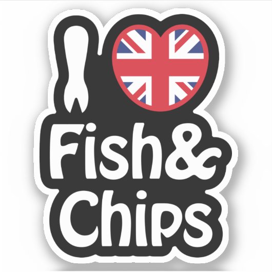I Heart [Love] Fish & Chips Sticker (Voorkant)