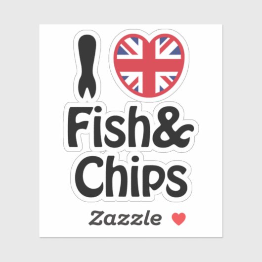 I Heart [Love] Fish & Chips Sticker (Vel)