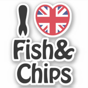 I Heart [Love] Fish & Chips Sticker