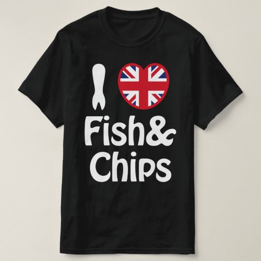 I Heart [Love] Fish & Chips T-Shirt (Design voorkant)