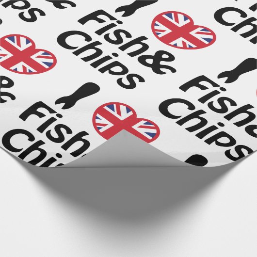 I Heart [Love] Fish & Chips Wrapping Paper Cadeaupapier (Hoek)