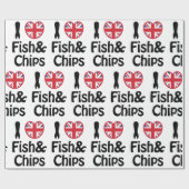 I Heart [Love] Fish & Chips Wrapping Paper Cadeaupapier (Vlak)