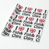 I Heart [Love] Fish & Chips Wrapping Paper Cadeaupapier (Uitgerold)