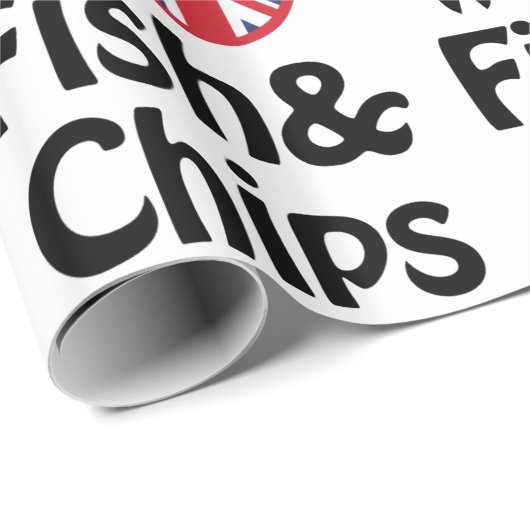I Heart [Love] Fish & Chips Wrapping Paper Cadeaupapier (Rol Hoek)
