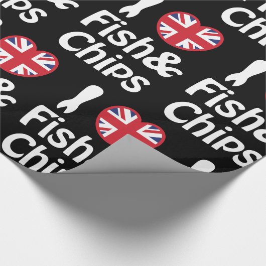 I Heart [Love] Fish & Chips Wrapping Paper Cadeaupapier (Hoek)