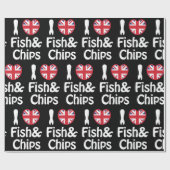 I Heart [Love] Fish & Chips Wrapping Paper Cadeaupapier (Vlak)
