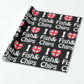 I Heart [Love] Fish & Chips Wrapping Paper Cadeaupapier (Uitgerold)
