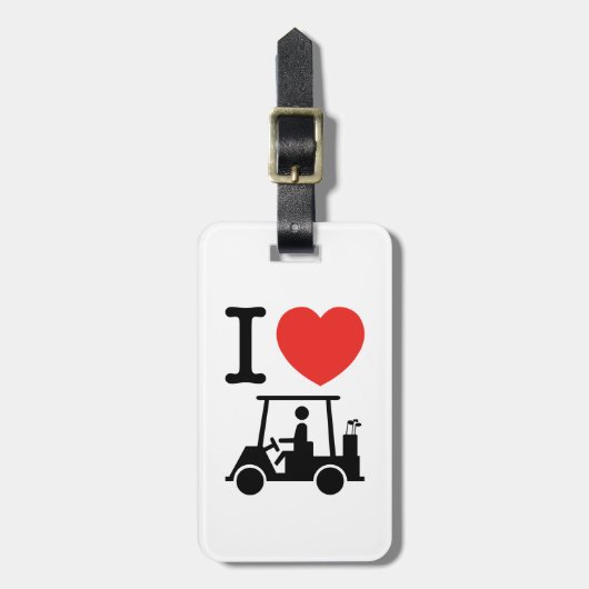 I Heart (Love) Golf Cart Bagagelabel (Voorkant verticaal)