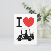 I Heart (Love) Golf Cart Briefkaart (Staand voorkant)