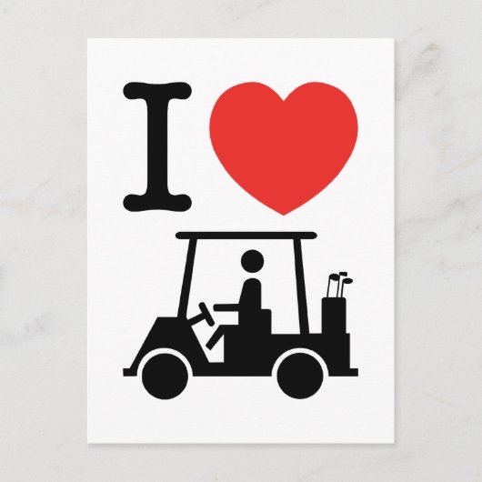 I Heart (Love) Golf Cart Briefkaart (Voorkant)