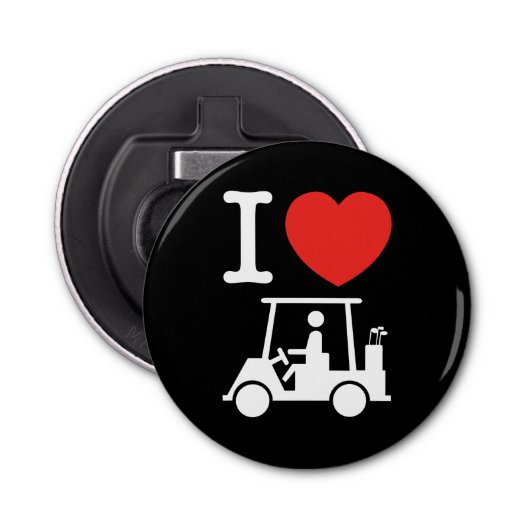 I Heart (Love) Golf Cart Button Flesopener (Voorkant)