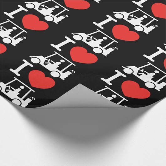 I Heart (Love) Golf Cart Cadeaupapier (Hoek)