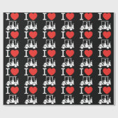 I Heart (Love) Golf Cart Cadeaupapier (Vlak)