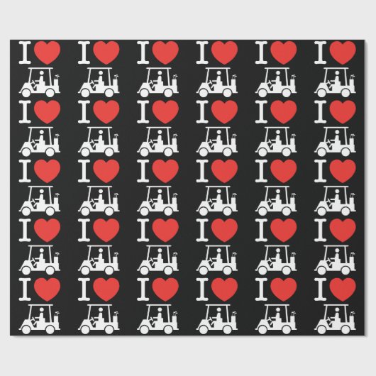 I Heart (Love) Golf Cart Cadeaupapier (Vlak)