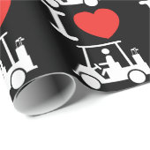 I Heart (Love) Golf Cart Cadeaupapier (Rol Hoek)