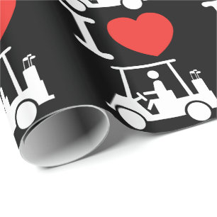 I Heart (Love) Golf Cart Cadeaupapier