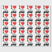 I Heart (Love) Golf Cart Cadeaupapier (Vlak)