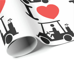 I Heart (Love) Golf Cart Cadeaupapier