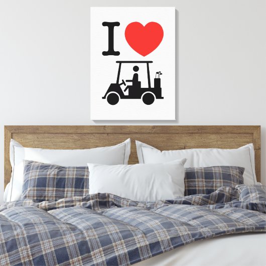 I Heart (Love) Golf Cart Canvas Afdruk (Insitu (Slaapkamer))