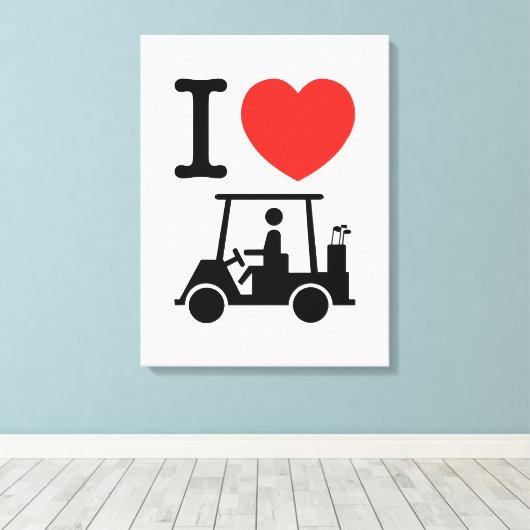 I Heart (Love) Golf Cart Canvas Afdruk (Insitu (Houten vloer))