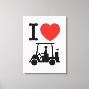 I Heart (Love) Golf Cart Canvas Afdruk