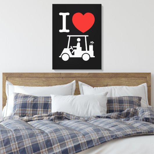 I Heart (Love) Golf Cart Canvas Afdruk (Insitu (Slaapkamer))