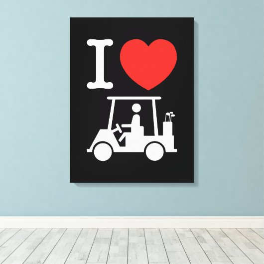 I Heart (Love) Golf Cart Canvas Afdruk (Insitu (Houten vloer))