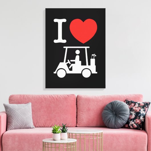 I Heart (Love) Golf Cart Canvas Afdruk (Insitu (Woonkamer))