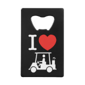 I Heart (Love) Golf Cart Creditkaart Flessenopener (Voorkant)