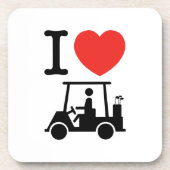 I Heart (Love) Golf Cart Drankjes Onderzetter (Voorkant)