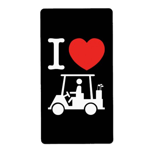 I Heart (Love) Golf Cart Etiket (Voorkant)