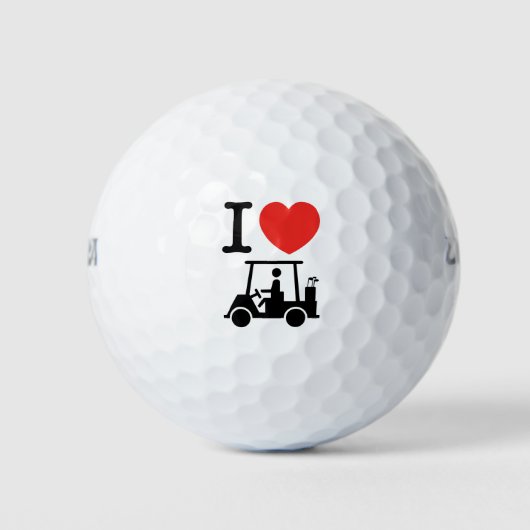 I Heart (Love) Golf Cart Golfballen (Voorkant)