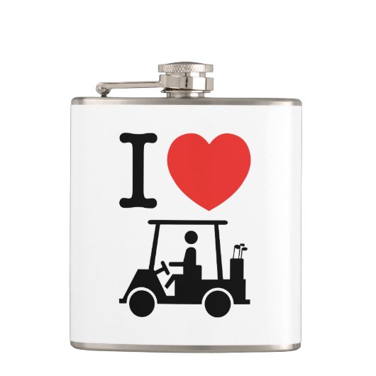 I Heart (Love) Golf Cart Heupfles (Voorkant)