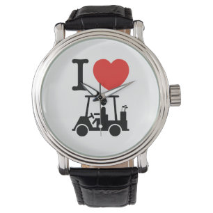 I Heart (Love) Golf Cart Horloge