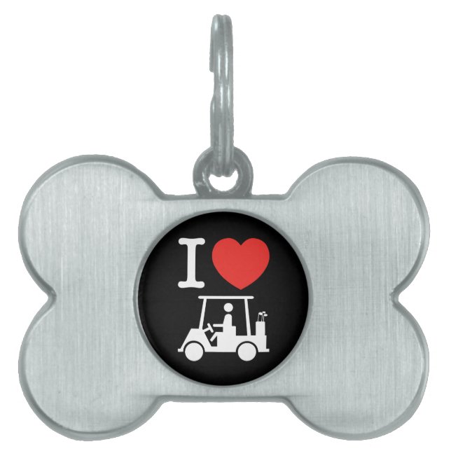 I Heart (Love) Golf Cart Huisdieren Naamplaatje (voorkant)