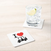 I Heart (Love) Golf Cart Kartonnen Onderzetters (Insitu)
