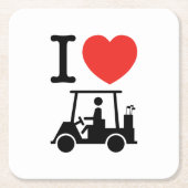 I Heart (Love) Golf Cart Kartonnen Onderzetters (Voorkant)