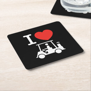 I Heart (Love) Golf Cart Kartonnen Onderzetters