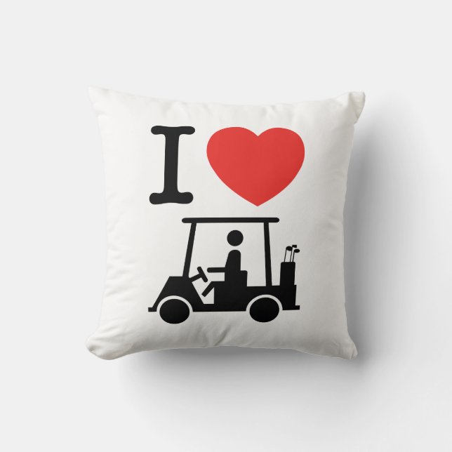I Heart (Love) Golf Cart Kussen (Voorkant)